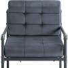 27" Gray and Steel Blue Velvet Arm Chair