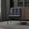 27" Gray and Steel Blue Velvet Arm Chair