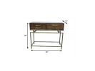 36" Brown and Brass Solid Wood Distressed Frame Console Table With Storage