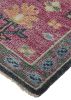 5' X 8' Dark Pink Blue And Black Wool Tribal Hand Knotted Distressed Area Rug With Fringe