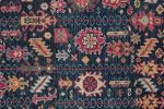 5' X 8' Dark Pink Blue And Black Wool Tribal Hand Knotted Distressed Area Rug With Fringe