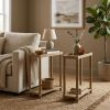 Set Of Two 24" Oak Brown Wood Rectangular End Tables With Shelf