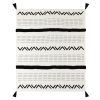 60" X 50" Black and White Woven Cotton Striped Throw Blanket with Tassels