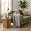 50" X 60" Gray Woven Cotton Houndstooth Throw Blanket with Pom Poms