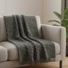50" X 60" Black And Gold Geometric Cotton Woven Throw Blanket with Tassels