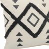 20" X 20" Cream Black And Gray 100% Cotton Geometric Zippered Pillow