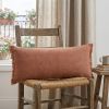 14" X 36" Terra Cotta Stonewashed Cotton Throw Pillow With Fringe