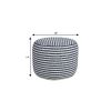 18" Blue and White Cotton Striped Cylinder Pouf Ottoman
