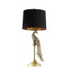 29" Gold Peacock Table Lamp With Black Drum Shade