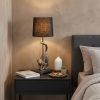 24" Antiqued Gold Monkey Table Lamp With Black Drum Shade