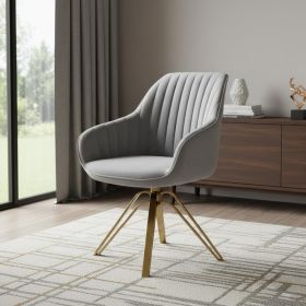 23" Gray Velvet And Gold Swivel Arm Chair