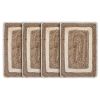 19" Set of Four Natural And Ivory Geometric Braided Jute Placemats