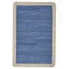 19" Set of Four Blue And Natural Solid With Border Cotton Placemats