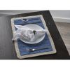 19" Set of Four Blue And Natural Solid With Border Cotton Placemats