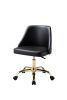 Black and Gold Faux Leather Adjustable Height Swivel Rolling Office Chair
