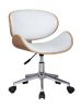 Brown White and Silver Adjustable Height Swivel Rolling Office Chair