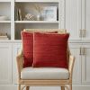 Set of Two 20" Red Cotton And Jute Throw Pillows with Texture