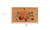 17" X 29" Natural And Orange Pumpkin Outdoor Coir Door Mat