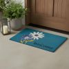 17" X 29" Blue and White Coir Floral Welcome Outdoor Door Mat