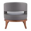 27" Slate Gray And Brown Faux Leather Arm Chair