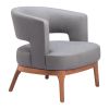 27" Slate Gray And Brown Faux Leather Arm Chair