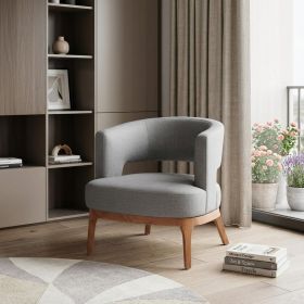 27" Slate Gray And Brown Faux Leather Arm Chair