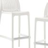 Set of Two 30" White Heavy Duty Plastic Low Back Outdoor Bar Height Chairs