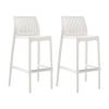 Set of Two 30" White Heavy Duty Plastic Low Back Outdoor Bar Height Chairs