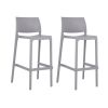 Set of Two 30" Gray Heavy Duty Plastic Low Back Outdoor Bar Height Chairs