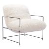 30" White And Black Sherpa And Upholstered Arm Chair