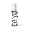 17" Black Geometric Glass And Metal Tabletop Pillar Candle Holder