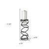 17" Black Geometric Glass And Metal Tabletop Pillar Candle Holder
