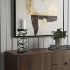 17" Black Geometric Glass And Metal Tabletop Pillar Candle Holder