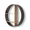 36" Black And Brown Metal And Wood Circular Multi Tier Shelf