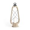 25" Brown Distressed Abstract Solid Wood And Metal Tabletop Lantern Candle Holder
