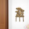 5" Antiqued Gold Cast Iron Mushroom Three Hook Wall Mount Coat Rack