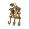 5" Antiqued Gold Cast Iron Mushroom Three Hook Wall Mount Coat Rack