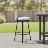 31" Black Natural and White Aluminum And Faux Rattan Swivel Bar Height Bar Chair