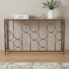 50" Clear and Bronze Mirrored Glass and Steel Frame Console Table
