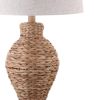 31" Natural Water Hyacinth Urn Table Lamp With Drum Shade