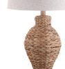 31" Natural Water Hyacinth Urn Table Lamp With Drum Shade