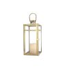 Set of Three Clear And Gold Glass And Stainless Steel Tabletop Lantern Candle Holders