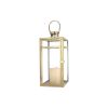 Set of Three Clear And Gold Glass And Stainless Steel Tabletop Lantern Candle Holders