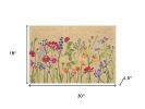 18" X 30" Brown Green And Purple Floral Outdoor Coir Door Mat