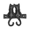 Two Hook 5" Black Cast Iron Cats Wall Hook