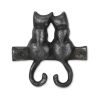 Two Hook 5" Black Cast Iron Cats Wall Hook