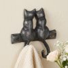 Two Hook 5" Black Cast Iron Cats Wall Hook