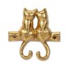 Two Hook 5" Gold Cast Iron Cats Wall Hooks