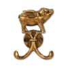 Two Hook 2" Antiqued Gold Cast Iron Pig Wall Hooks