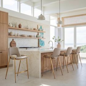 Desi Counter Stool Beige & Gold